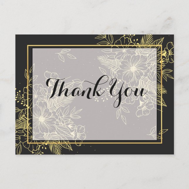 Cartão Postal Rosas Douradas  Obrigado (Frente)