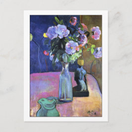 Cartão Postal Rosas e Estatueta por Gauguin