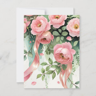 Cartão Postal Rosas e fitas rosa
