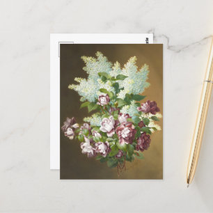 Cartão Postal Rosas e Lilacs