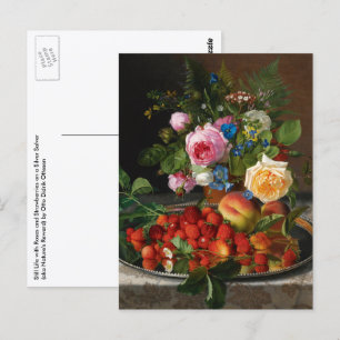 Cartão Postal Rosas e morangos de Otto Ottesen