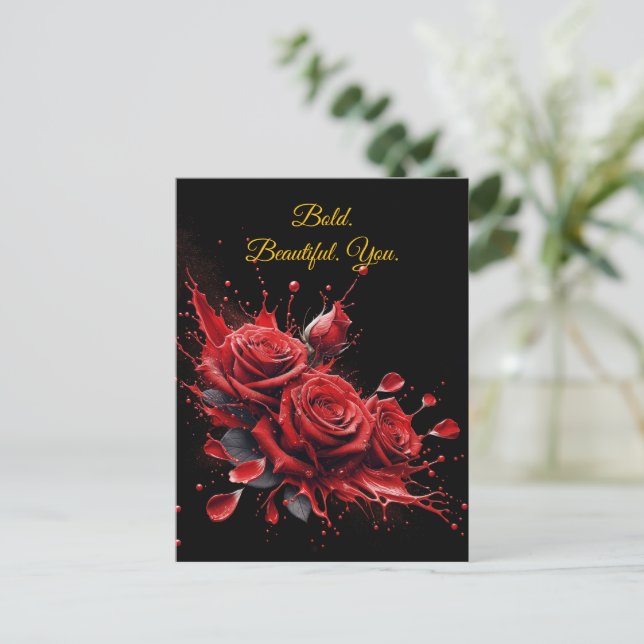 Cartão Postal Rosas em Flor - Aniversário Elegante (Em pé/Frente)
