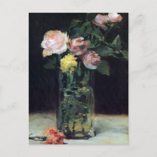 Cartão Postal Rosas em um Vaso de Vidro pelo Cartão-postal Manet