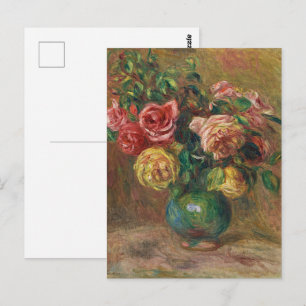 Cartão Postal Rosas em um Vaso Verde por Pierre-Auguste Renoir