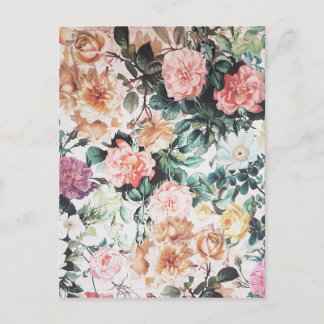 Cartão Postal Rosas florais de cor verde-rosa-d'água cor-de-rosa