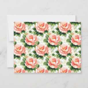 Cartão Postal Rosas no padrão cor-de-rosa pêssego