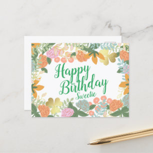 Cartão Postal Rosas Primavera personalizados Feliz Aniversário