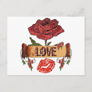 Cartão Postal Rosas Rockabilly RAB, Amor & Batom