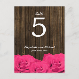 Cartão Postal Rosas Rosa Celeiro Número da Mesa de Casamento de 