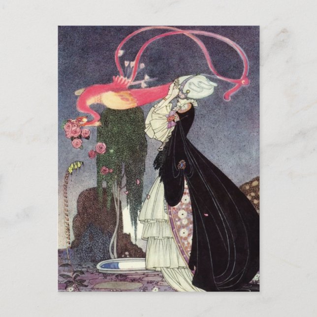 Cartão Postal Rosas rosa de um Pavão (Frente)