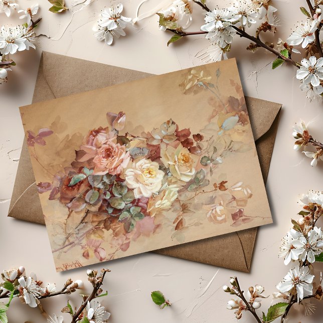 Cartão Postal Rosas rosa e amarelas - Franz Bischoff (Criador carregado)