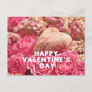 Cartão Postal Rosas rosa-feliz dia de os namorados