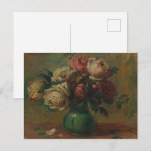 Cartão Postal Rosas sangrando em um vaso por Pierre Renoir Class