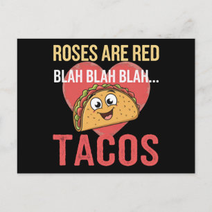 Cartão Postal Rosas São Vermelhas Blah Tacos Dia dos Namorados C