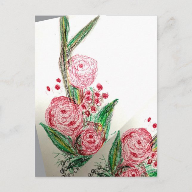Cartão Postal Rosas Vermelhas Assimétricas (Frente)