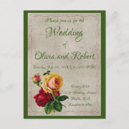 Cartão Postal Rosas vermelhas e amarelas da safra personalizada