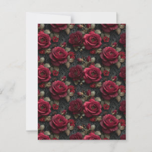 Cartão Postal Rosas vermelhas e Buds Românticos Escuros no Lace