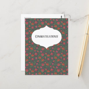 Cartão Postal Rosas Vermelhas e Fuchsia Góticas Vitorianas Perfe