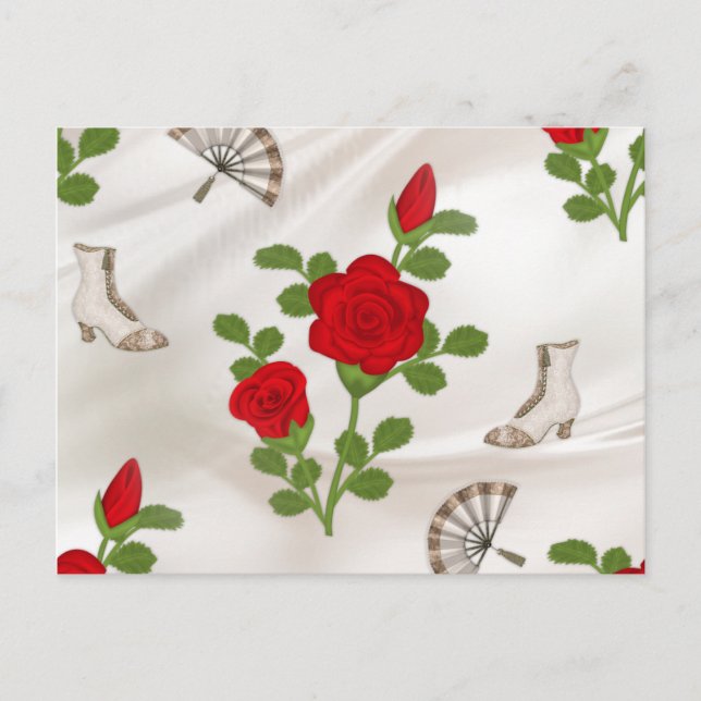 Cartão Postal Rosas vermelhas Vintage (Frente)