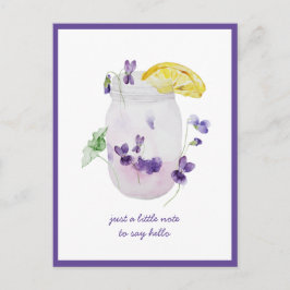 Cartão Postal Rosas Violetas, Jarra de Mason de Limonada Pensand