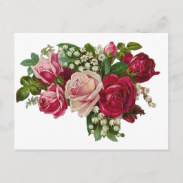 Cartão Postal Rosas vitorianas clássicas Lily do Vale Romance