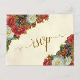 Cartão Postal Rosas Vitorianos - RSVP de Casamento de Outono Ele