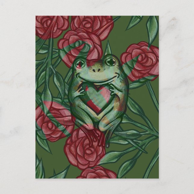 Cartão Postal Rose Frog Roses Frogs Pattern Rosey Froggy         (Frente)
