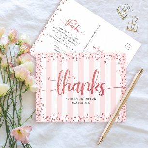 Cartão Postal Rose gold brilho script chique agradecimento de fo