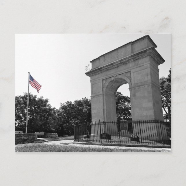 Cartão Postal Rosedale Memorial Arch and Flag, Kansas City, BW (Frente)