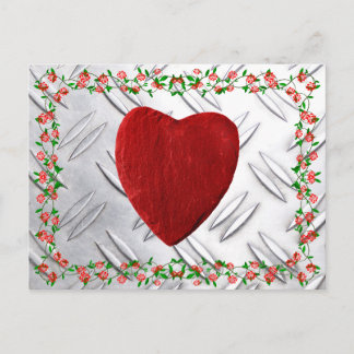 Cartão Postal Rosenrahmen mit Herz