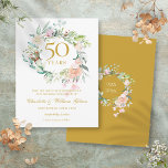 Cartão Postal Roses Garland 50th Anniversary Save the Date<br><div class="desc">Featuring a delicate watercolour floral greenery garland,  this chic botanical 50th wedding anniversary save the date invitation can be personalised with your special save the date information. The reverse features a matching floral garland framing your anniversary dates in elegant white text on a gold background. Designed by Thisisnotme©</div>