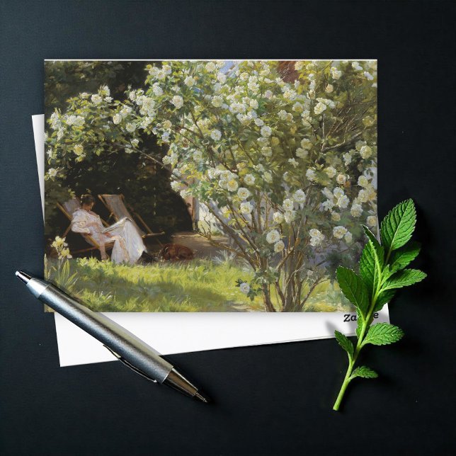 Cartão Postal Roses. Marie Krøyer seated in the deckchair (Criador carregado)