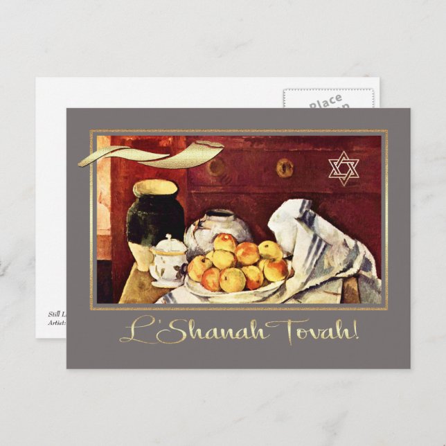 Cartão Postal Rosh Hashanah | Ano Novo Judaico Arte Refinada  (Frente/Verso)