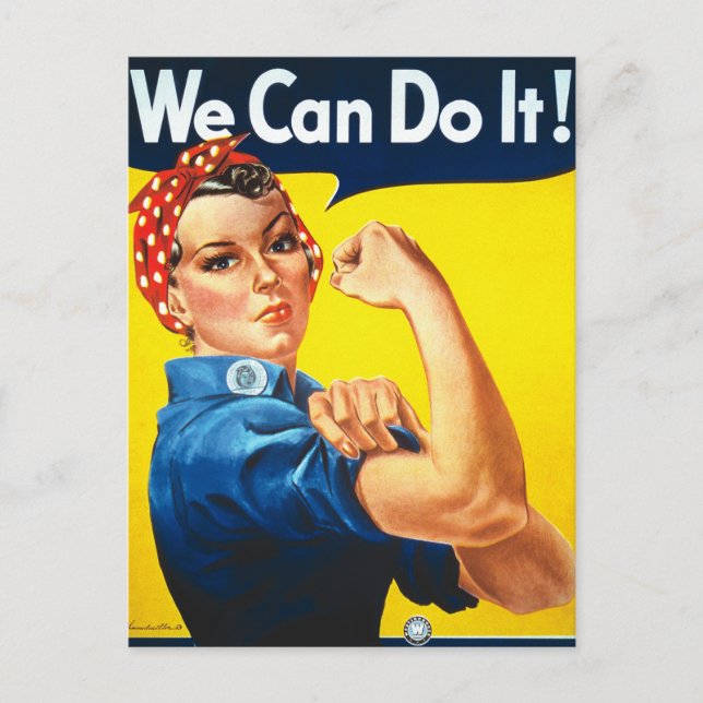 Cartão Postal Rosie Riveter Propaganda Vintage (Frente)