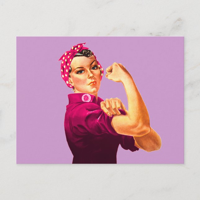 Cartão Postal Rosie The Riveter - Cancer Pink (Frente)