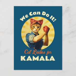 Cartão Postal Rosie The Riveter Cat Ladras Para Kamala Harris