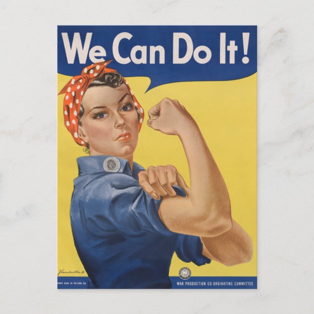 Cartão Postal Rosie the Riveter: Forte Empoderamento feminino (Frente)