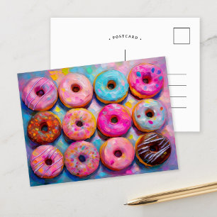 Cartão Postal Rosquinha Colorful Modern Abstrato Art