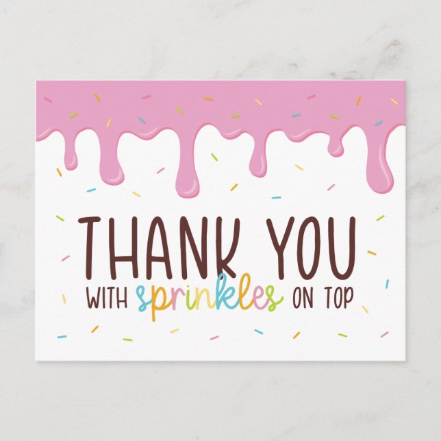 Cartão Postal Rosquinha Colorida Sprinkles Obrigado (Frente)