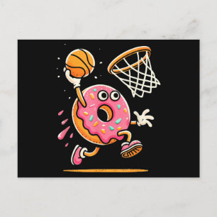 Cartão Postal Rosquinha Engraçada de Basquete Esportivo Campeão