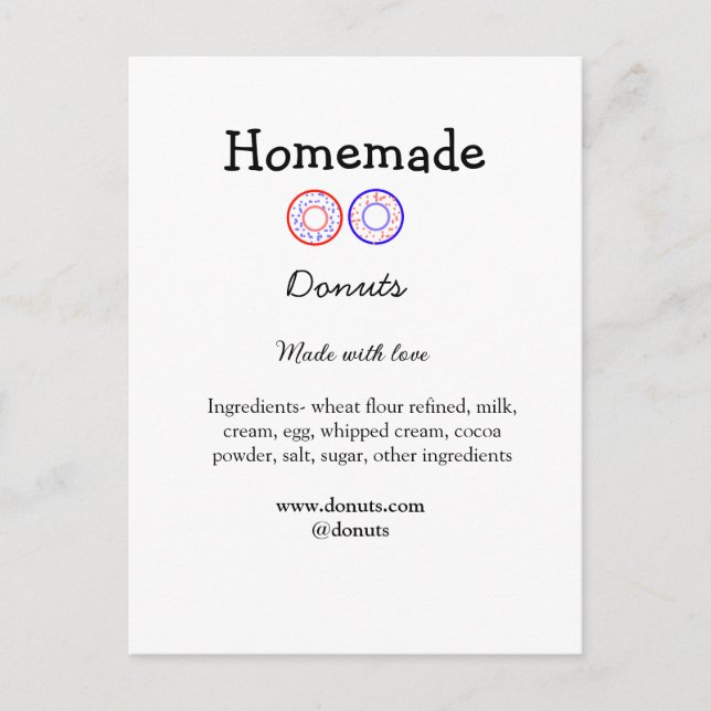 Cartão Postal Rosquinhas caseiras feitas com amor adicionar text (Frente)