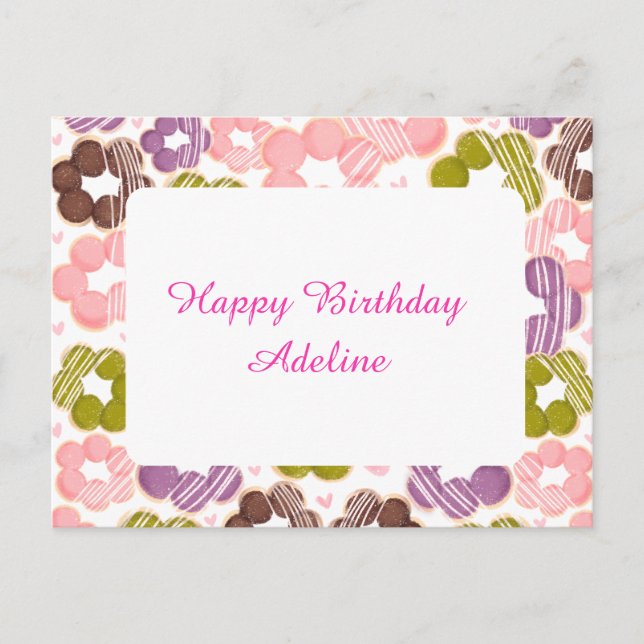 Cartão Postal Rosquinhas De Morango, Matcha, Chocolate E Ube Moc (Frente)