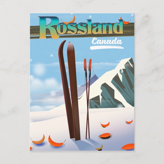 Cartão Postal Rossland Canada poster de viagens. (Frente)