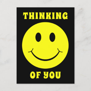 Cartão Postal Rosto Amarelo Feliz Pensando em Você