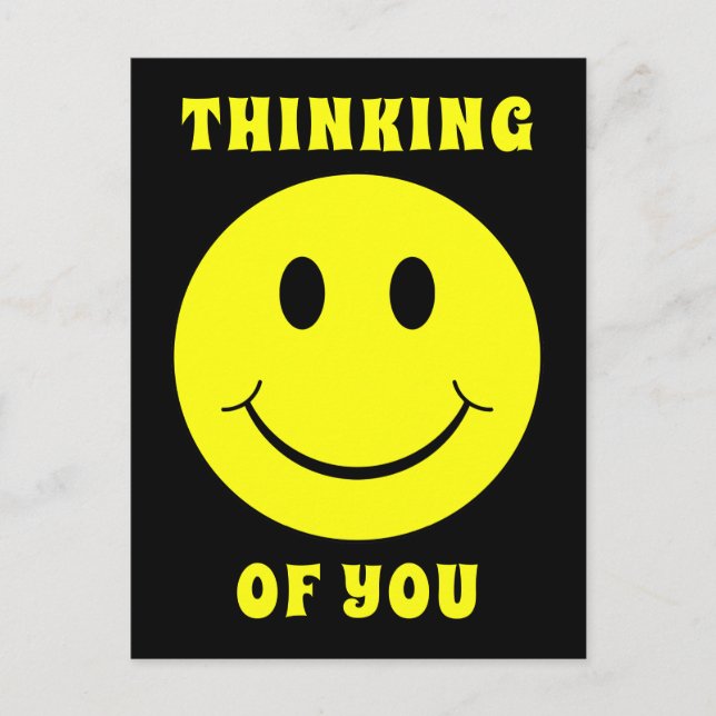 Cartão Postal Rosto Amarelo Feliz Pensando em Você (Frente)