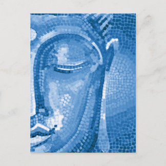 Cartão Postal Rosto Buda Mosaico Azul