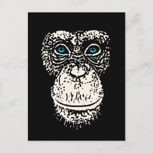 Cartão Postal Rosto Chimpanzé com Olhos Azuis