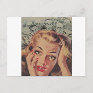 Cartão Postal Rosto Chocado com Pessoas Olhando