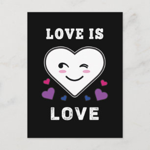 Cartão Postal Rosto Coração Amor É Amor Orgulho Lésbica, Gay, Bi