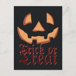 Cartão Postal Rosto de abóbora para o Halloween